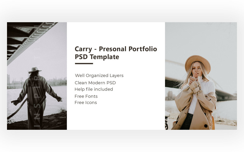 Carry - PSD шаблон личного портфолио