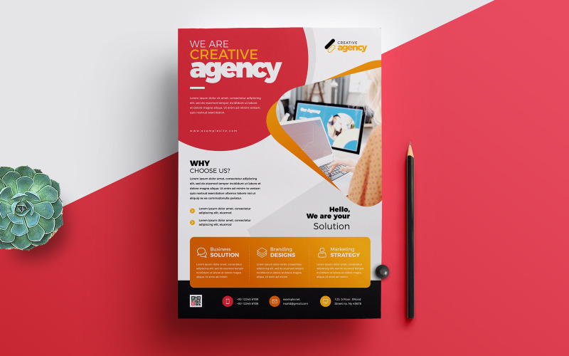 Creative Flyer Red с оранжевым акцентом