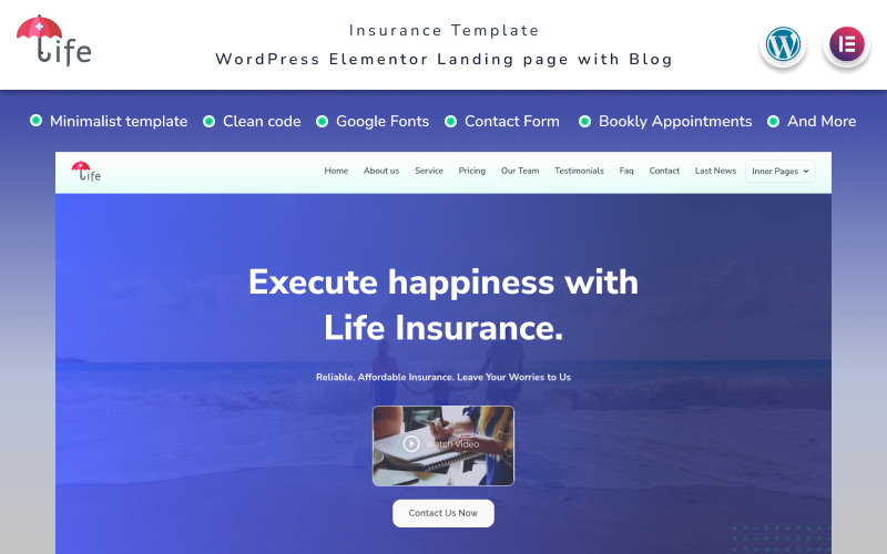 Leven - Verzekeringen Сompany Landingspagina met Blog Elementor
