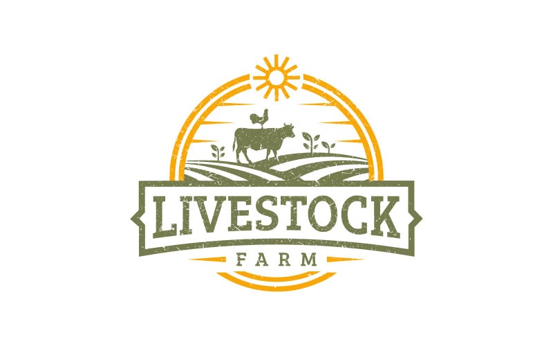 Logo dell'agricoltura della terra dell'azienda agricola del bestiame