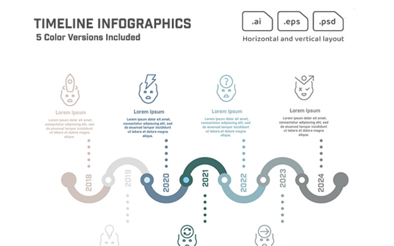 Professzionális idővonal infografikai elemek