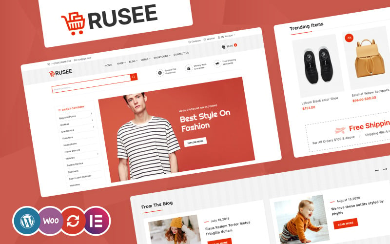 Rusee – Divat és többcélú Elementor WooCommerce téma