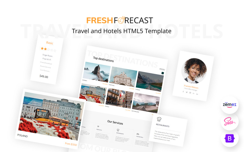 Čerstvá předpověď - šablona HTML5 pro cestování a hotely