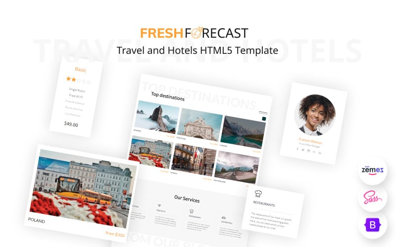 旅游和酒店的HTML5新外国人