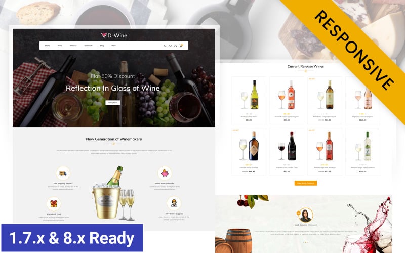 DWine - Адаптивный шаблон Prestashop Best Wine Shop