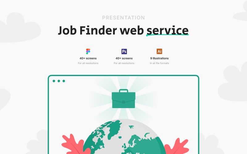 GoWwworks - Job Finder Web产品的UX / UI模板