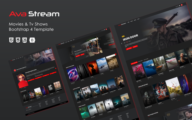 Ava Stream - Modèle de site Web de films et d'émissions de télévision Bootstrap 4