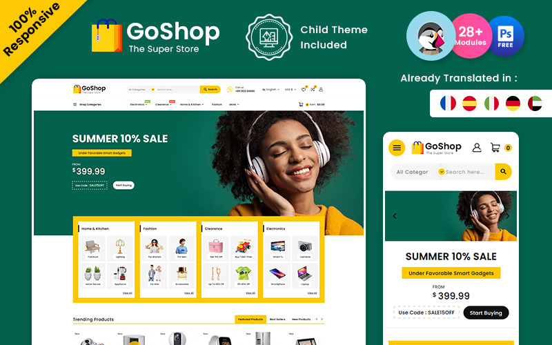 GoShop – elektroniczny uniwersalny szablon Mega Prestashop