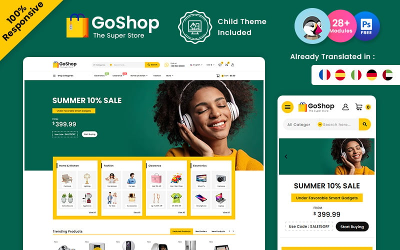 GoShop - Електронна багатофункціональна тема Mega Prestashop