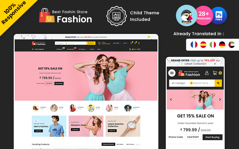 Moda - Tema multifuncional da PrestaShop de beleza e moda