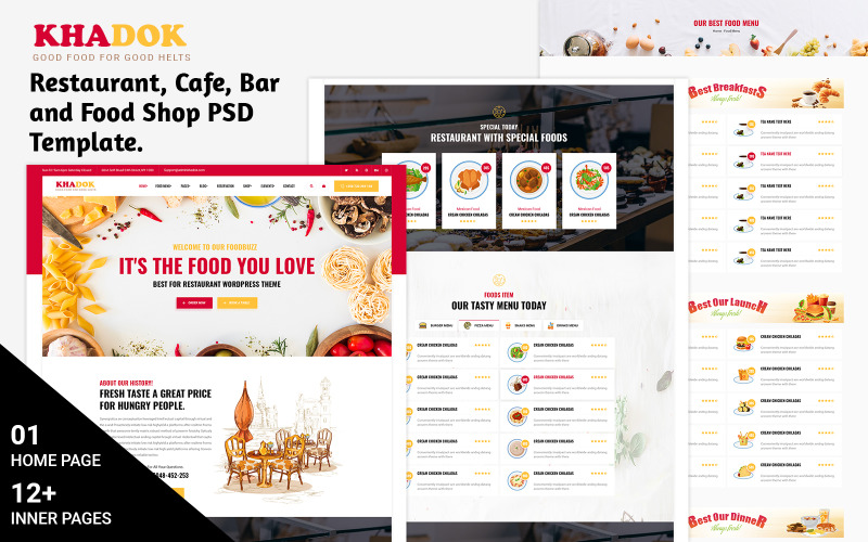 Khadok - Modello PSD per ristorante, caffetteria, bar e negozio di alimentari