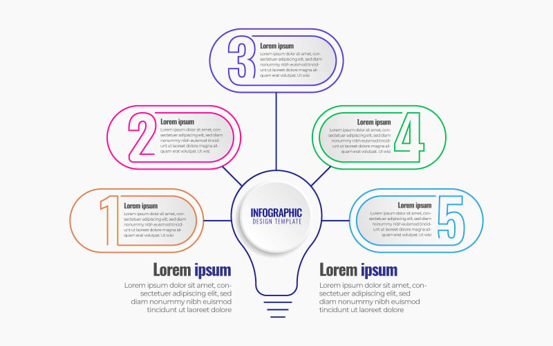 Infographic Design Concept For Idea Light Bulb Graphs Charts Diagrams Business With 5 Options