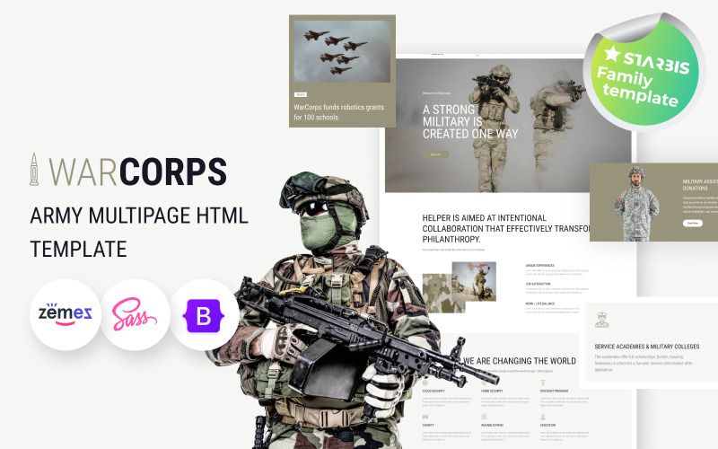 WarCorps - vojenská služba a armáda HTML5 šablona