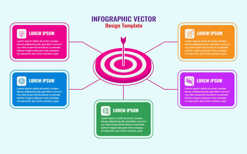Affärsinfografikdesign med 5 begrepp