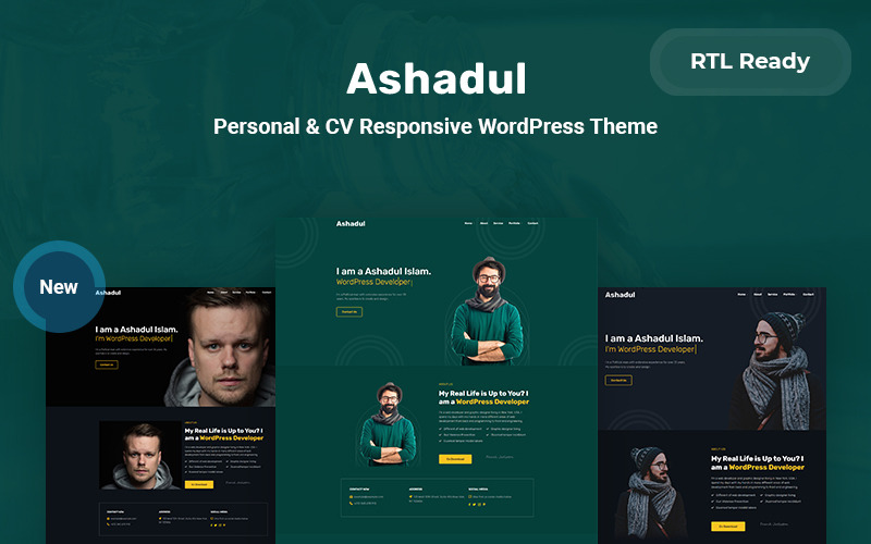 Ashadul - Persönliches & CV Responsives WordPress-Theme