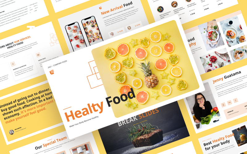 健康食品-食品和餐厅幻灯片模板