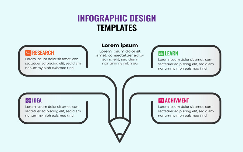 Modèle de conception d'infographie de l'éducation avec 4 options ou étapes