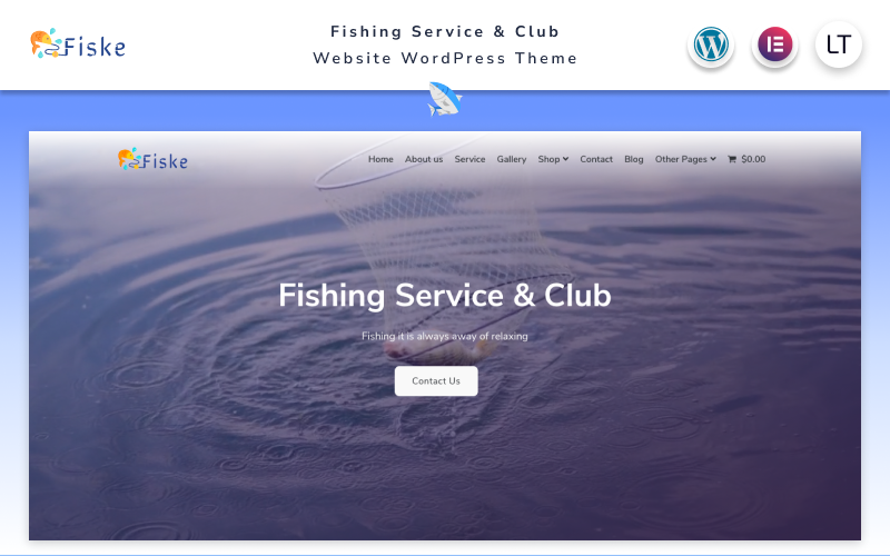 Fiske -钓鱼服务和主题WordPress元素俱乐部