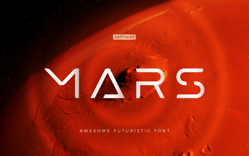 火星未来主义的标志和标题字体