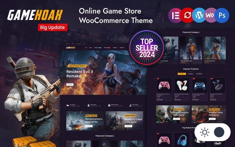 GameHoak – онлайн-магазин ігор Elementor Woocommerce адаптивна тема