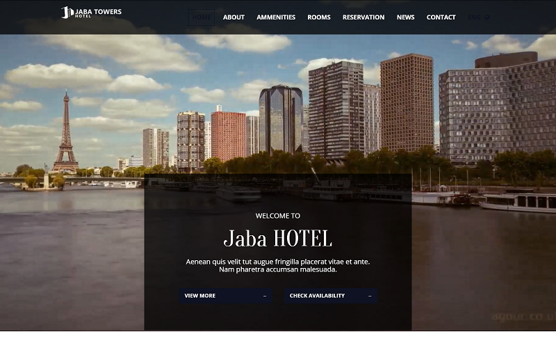 JABA Tower酒店模型HTML5高级多功能网站