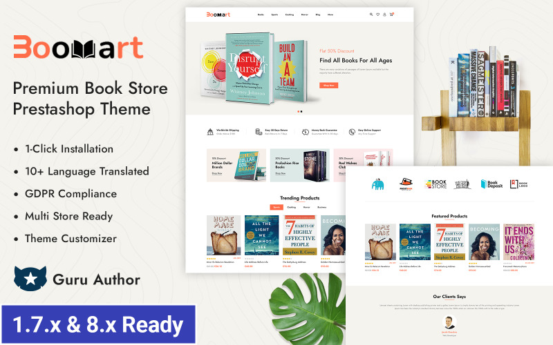 Bookraw - Книжковий магазин Prestashop Адаптивна тема