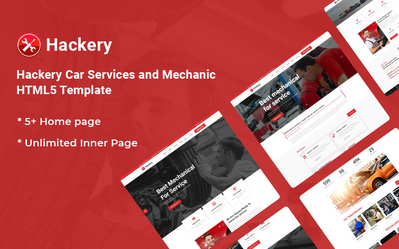 Hackery - Responsive Website-Vorlage für Autodienste und Mechaniker