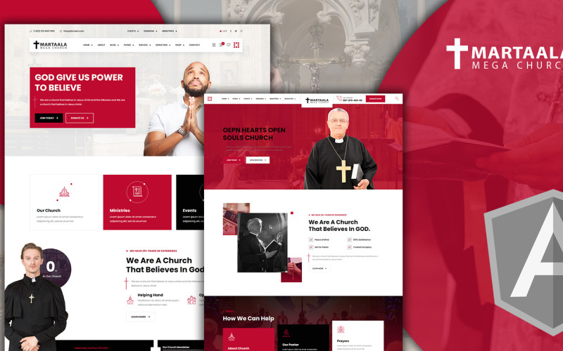 Martalaa基督教教堂Angular Js网站模板