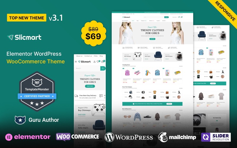 Slicmart - Elementor Çok Amaçlı WooCommerce Teması