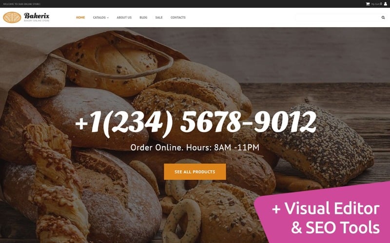 面包店MotoCMS网站模板