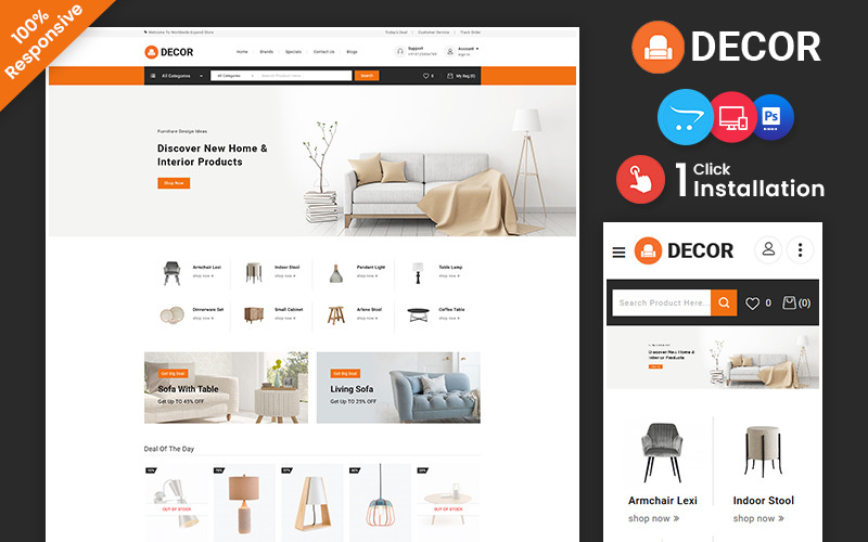 Decoração - Móveis e Iluminação Loja OpenCart Responsiva Multiuso