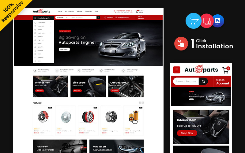 Autoparts - Mega Shop Çok Amaçlı Duyarlı OpenCart Mağazası