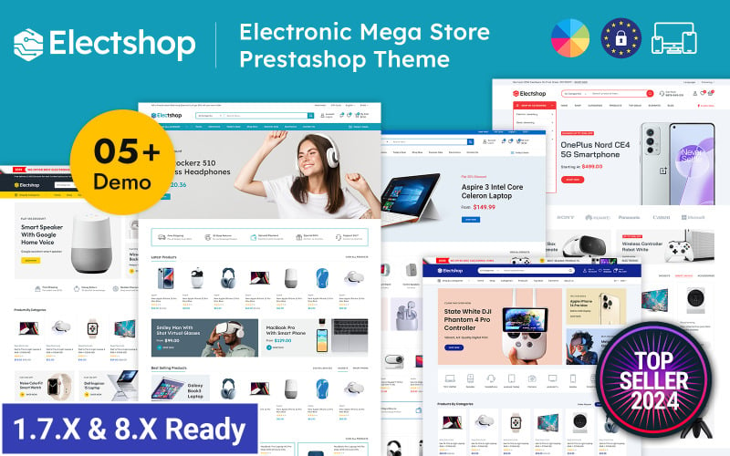 Electshop - Elektronik och digital butik Prestashop Responsive Theme