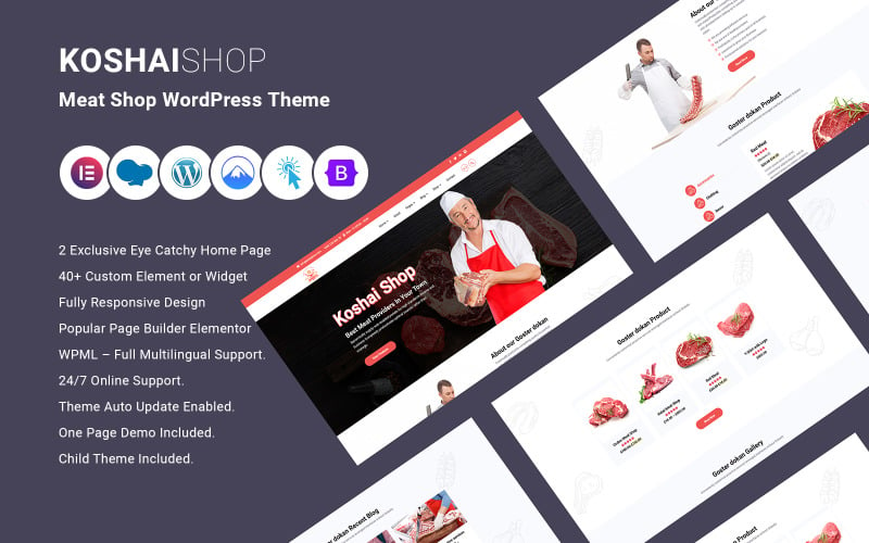 Koshaishop - Motyw WordPress w sklepie mięsnym