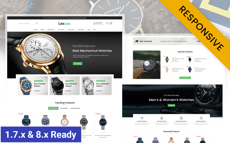 Tema adaptable de Prestashop de la tienda de relojes digitales Lexcon