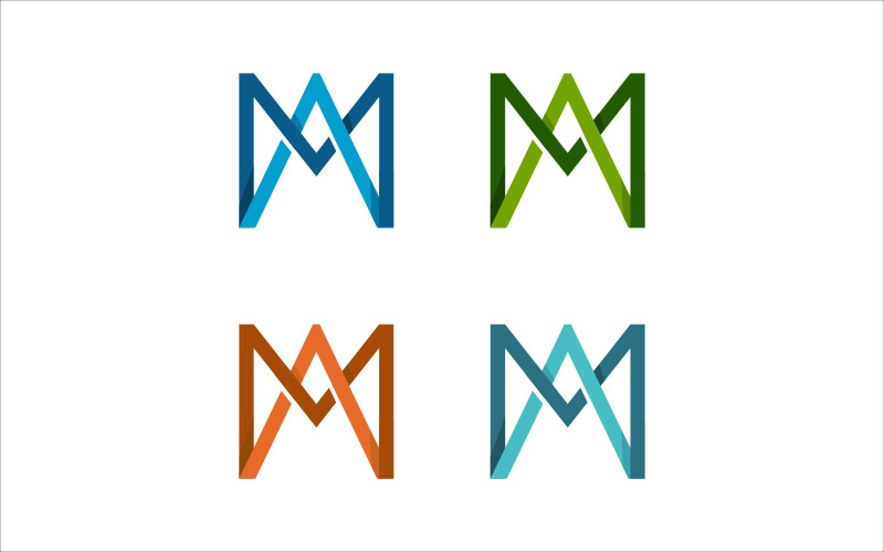 彩色字母A和M线艺术矢量模板