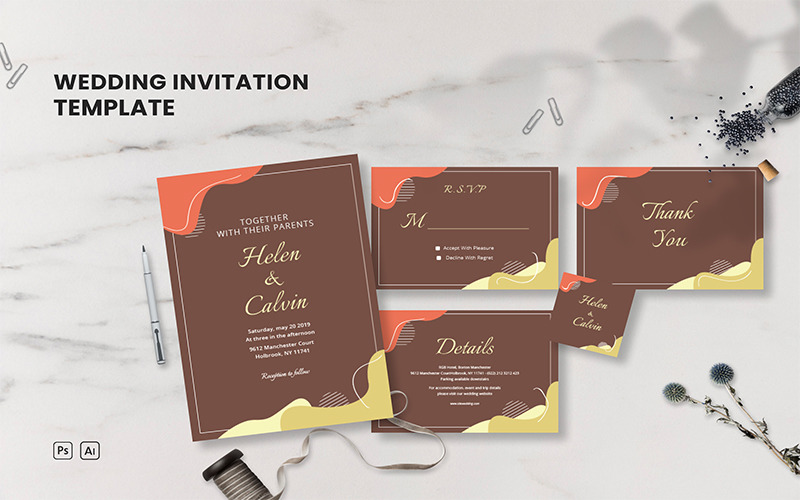 Calvin Hochzeitsset - Einladung