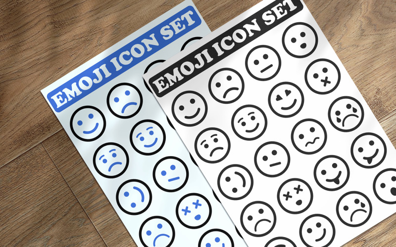 Gezichtsreactie Emoji Icon Set-sjabloon