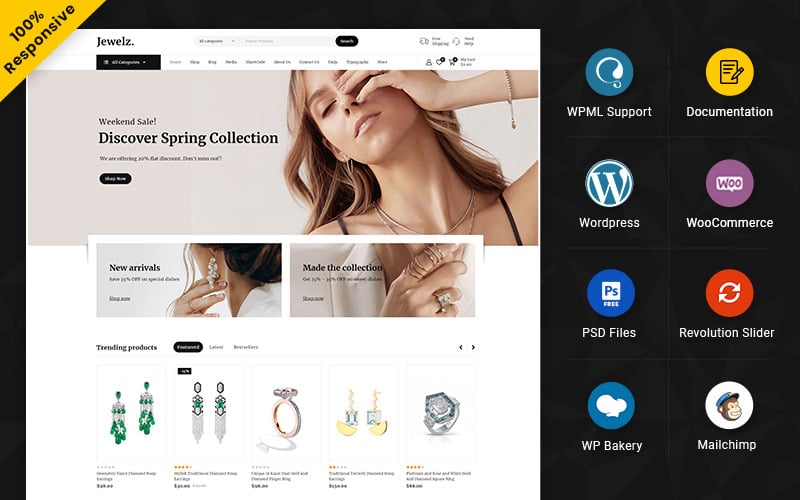 Jewelz – Mücevher ve Düğün Çok Amaçlı Duyarlı WooCommerce Mağazası