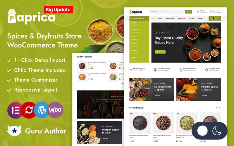 Paprica - Kruiden en droge vruchten Voedselwinkel Elementor WooCommerce Responsief thema