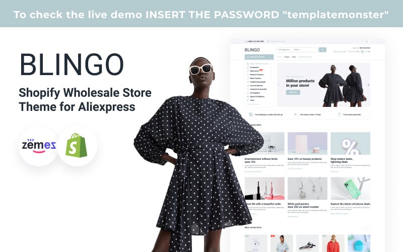 Blingo - Motyw sklepu hurtowego Shopify dla Aliexpress