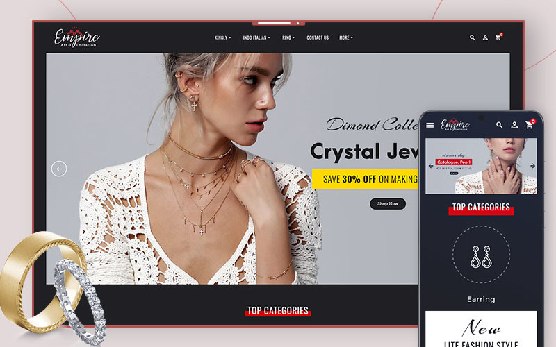 Empire-Kunst & Imitation - OpenCart-Theme für den Online-Juweliergeschäft