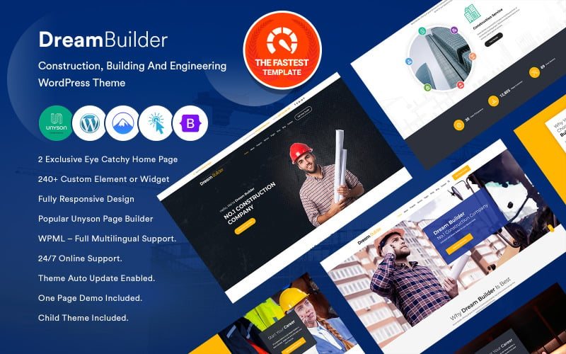 Dream Builder - Motyw WordPress dla budownictwa, budownictwa i inżynierii