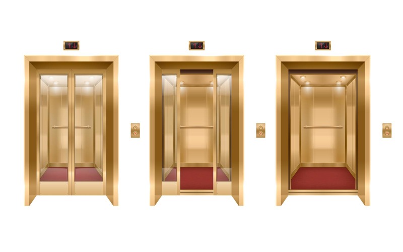 Elevator Door Realistic 4 Vector Illustration Concept