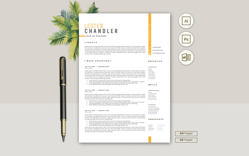 Minimal And Clean Resume Cv Template For First Job Impression