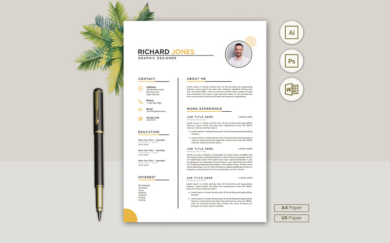 Modèle de CV de recherche d'emploi Richard Jones