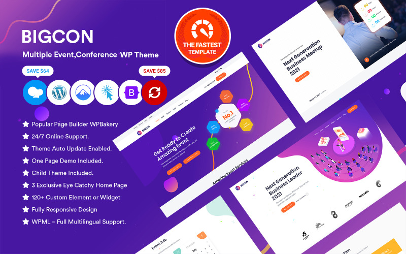 Bigcon - Mehrere Events, Konferenzen und Meetups WordPress Theme