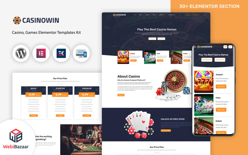 赌场和赌博的WordPress模型