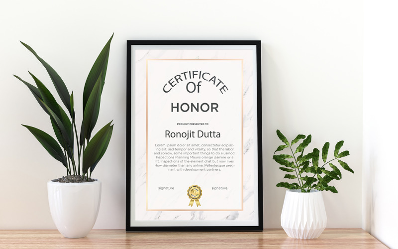 Honor Certificate  Vertical Design