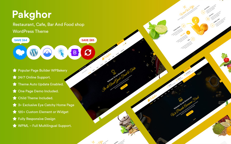 Pakghor - Restaurang, café, bar och matbutik WordPress -tema